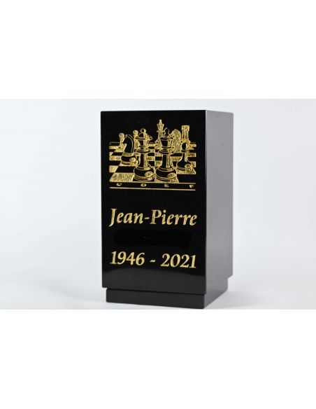 urne en granit avec dessin gravé pour défunt