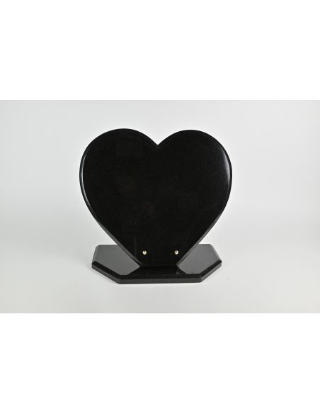 Cœur  funéraire en granit  couleur noir fin avec gravure 35x45 cm cm