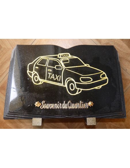 Livre funéraire 30x40 cm sans séparation  en granit  noir fin avec gravure et personnalisation