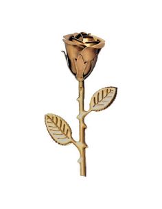 rose avec tige en bronze pour plaque funéraire  hauteur 15 cm