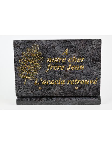 Plaque funéraire rectangulaire 30x40 cm  en granit couleur mass blue personnalisable
