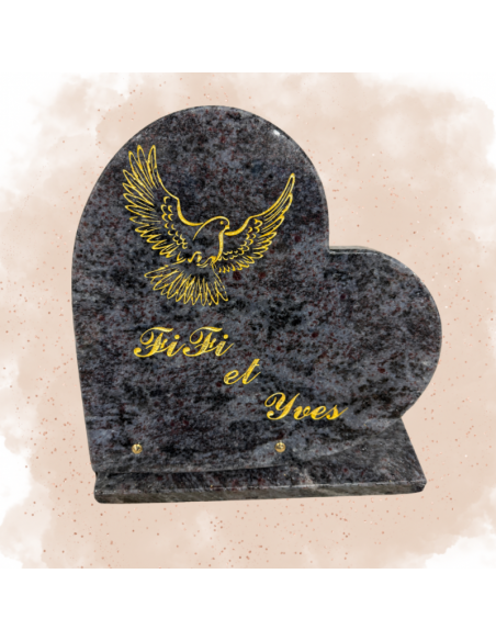 coeur penché pour cimetière avec colombe