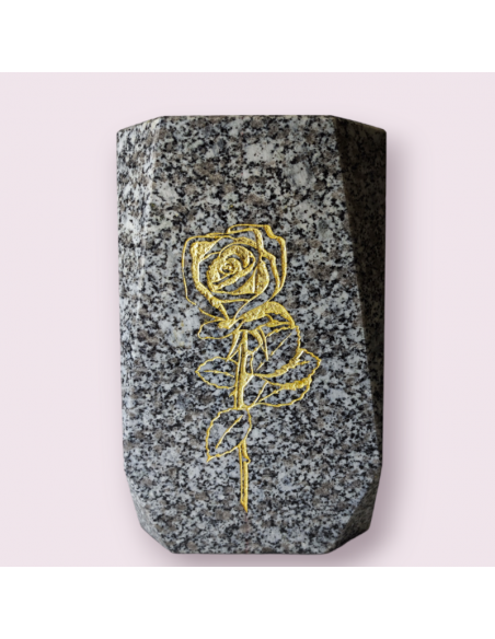 Vase funéraire en granit gris du tarn 26x16x16 Cm avec gravure rectangulaire